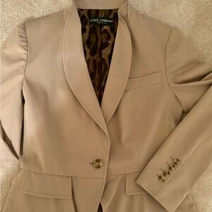 Dolce & Gabbana Italian cotton blazer peplum waist leopard lined size 40